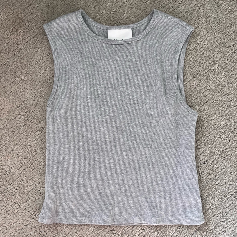 Reformation Light Gray Ribbed Top